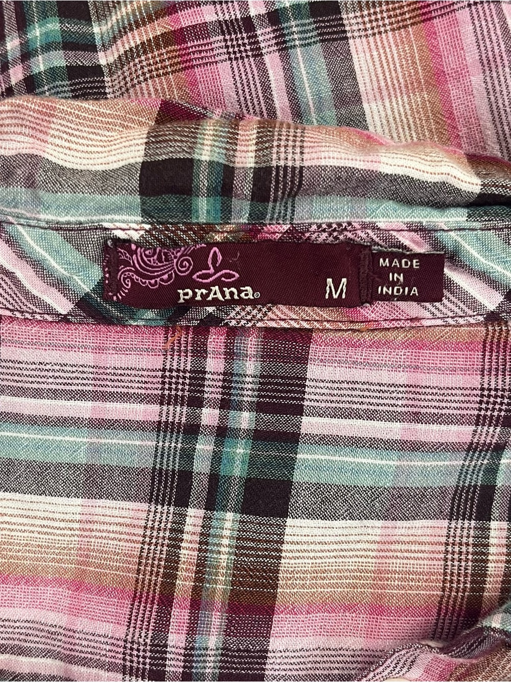 PrAna “Gina” style plaid shirt size medium - Picture 7 of 10